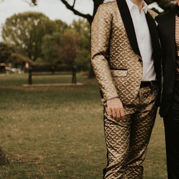 Mr. Turk Alfred Blazer- 40R Gold, Sisley Tux Trouser-33R - Picture 4 of 10